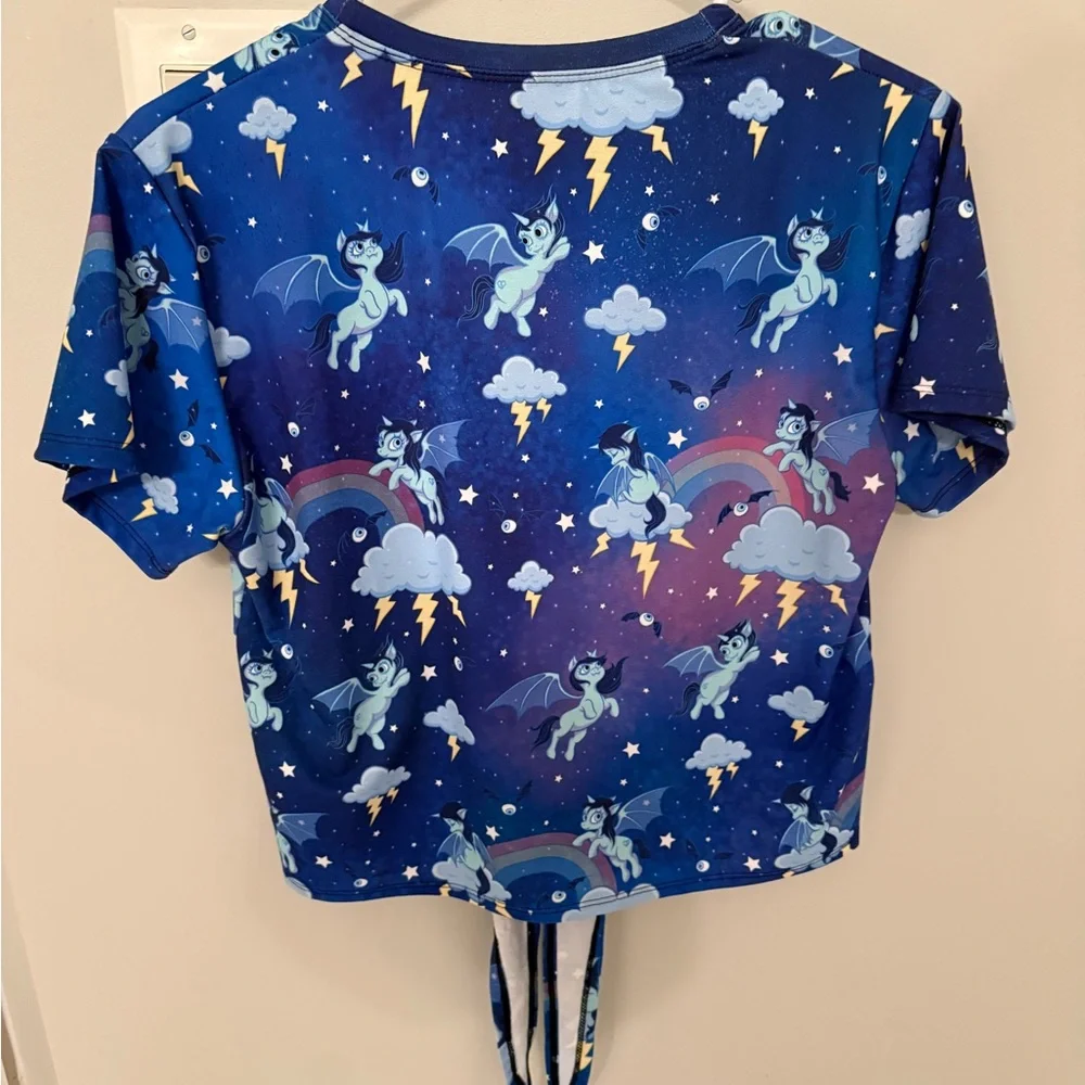 Blue Graphic T-Shirt with Unicorns and Rainbows - Picture 4 of 7
